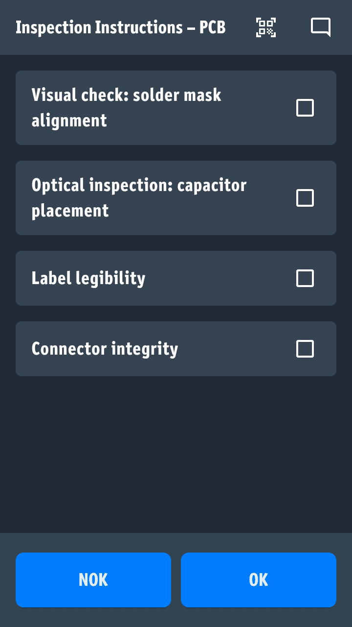 Non-conformance selection