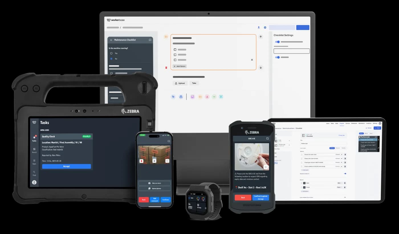 Workerbase Lean-Manufacturing-Apps auf industriellen Geräten