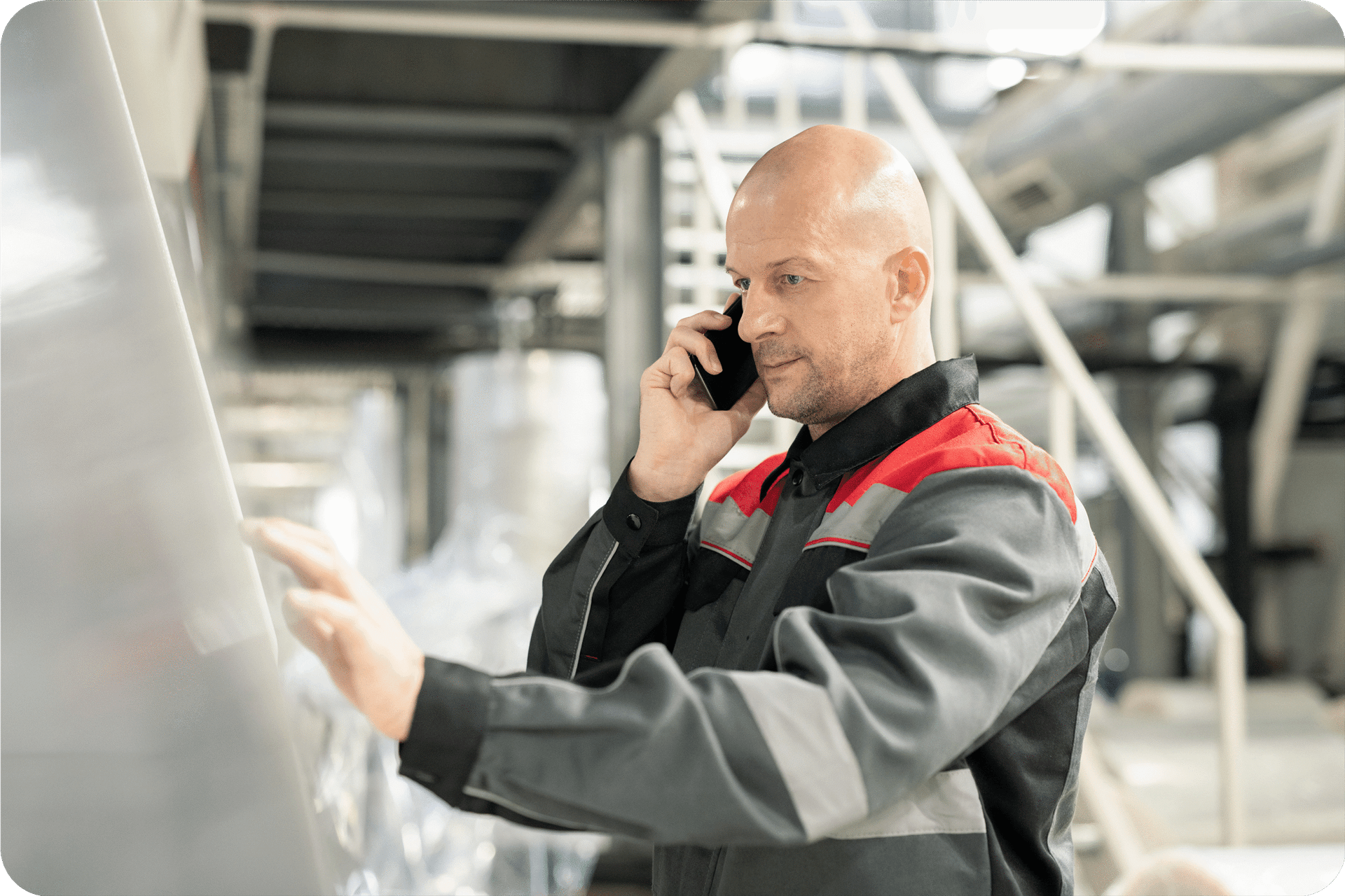 Worker solving production problems on the shop floor