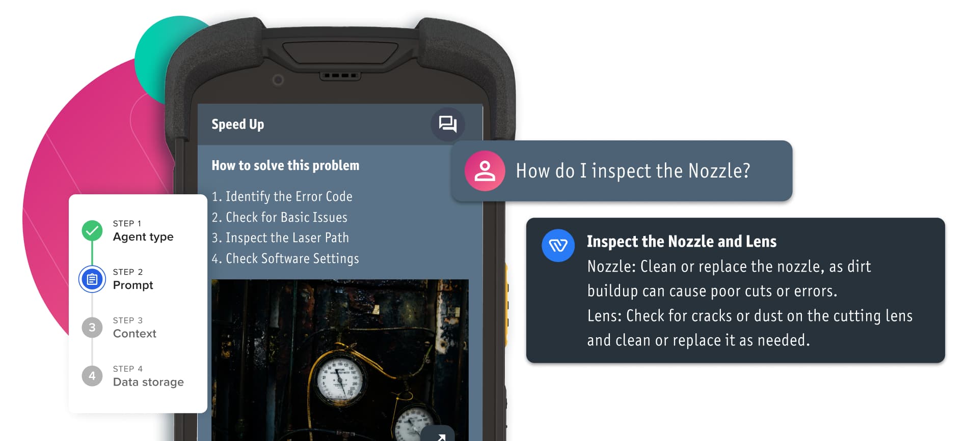 Workerbase AI Copilot interface on tablet