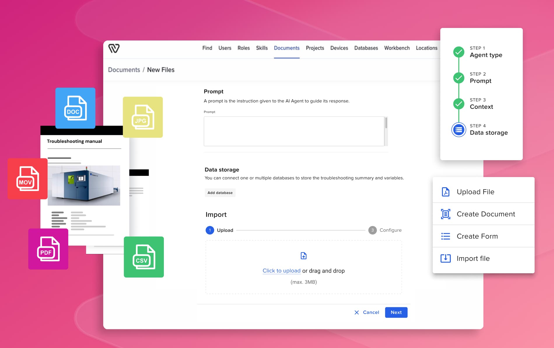 Uploading documents to the Workerbase platform