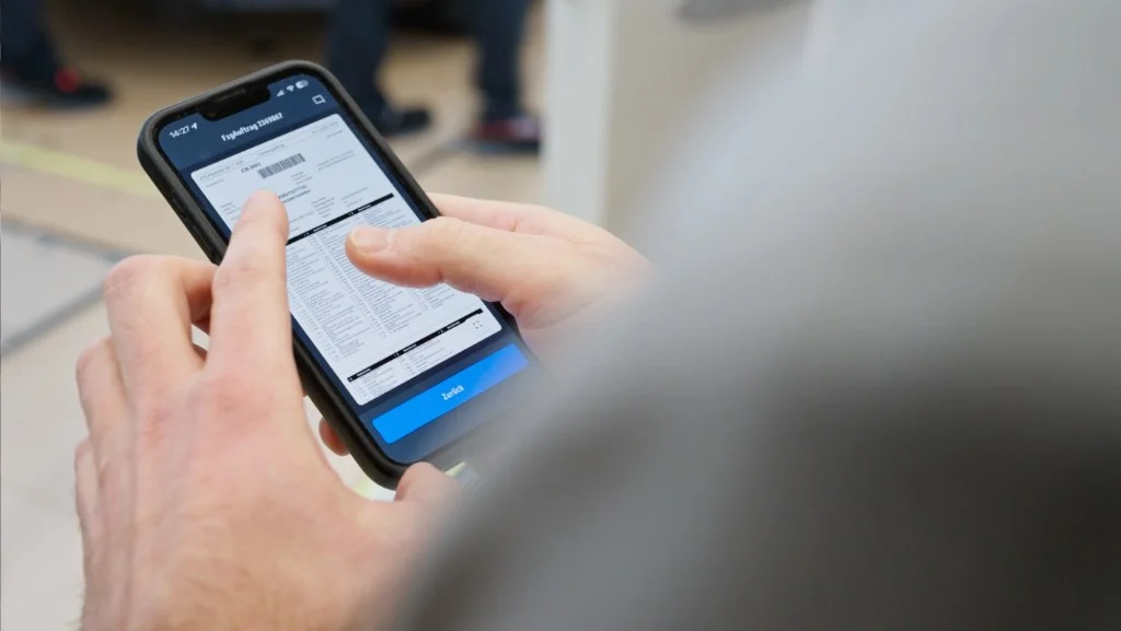 Operator capturing as-built document data on a phone during execution