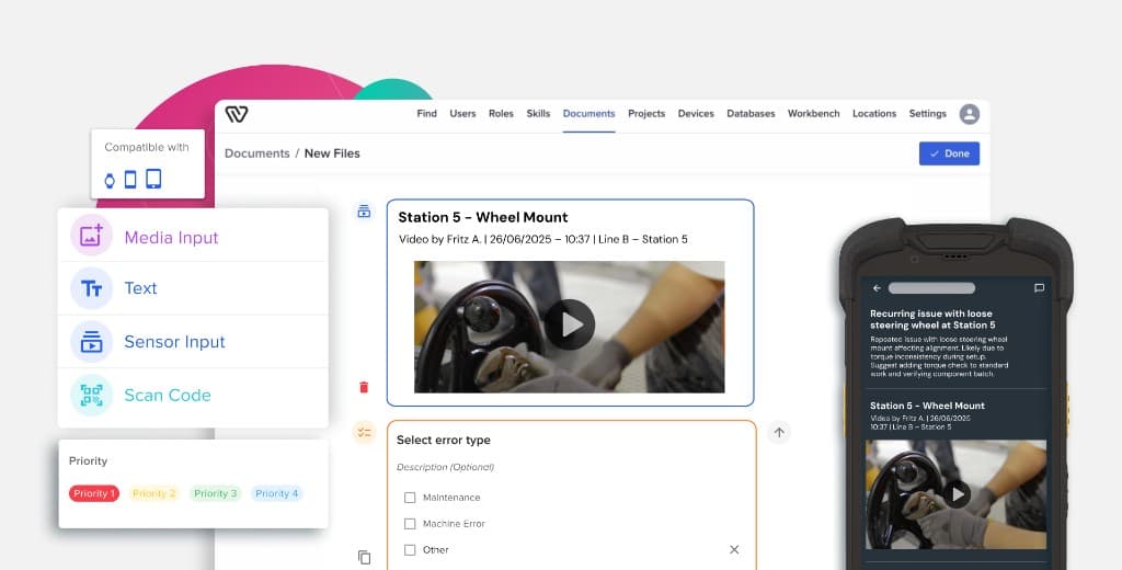 Workflow builder with media input and mobile preview