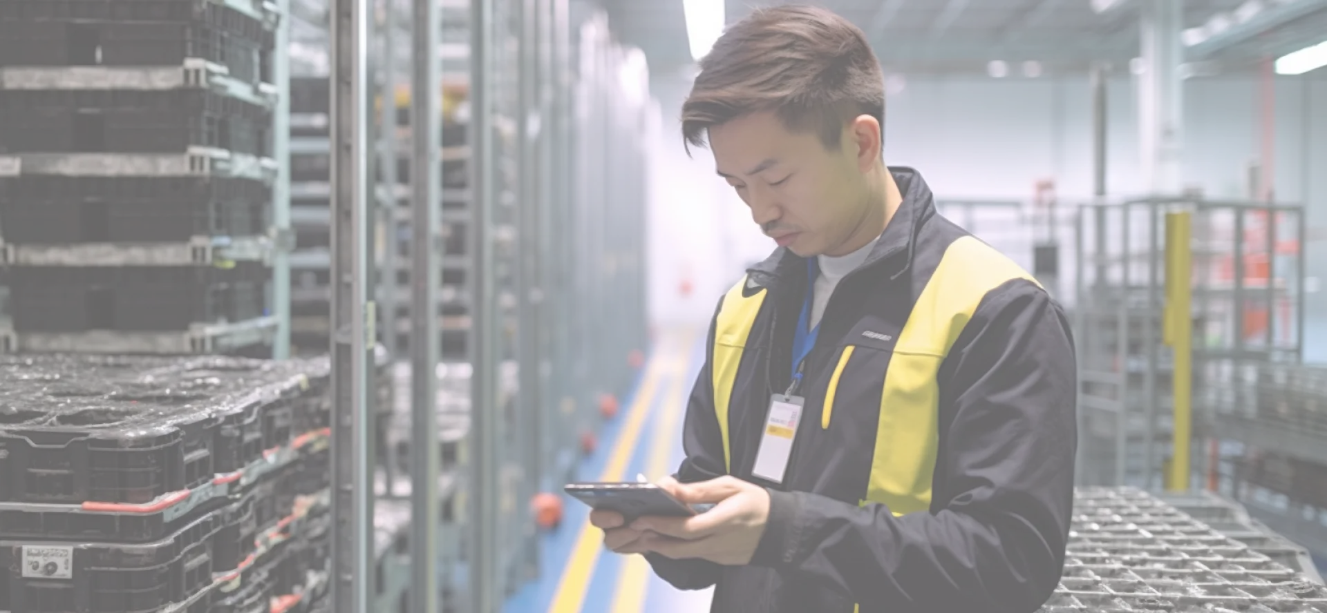 Werker in der diskreten Fertigung mit Connected Worker Plattform