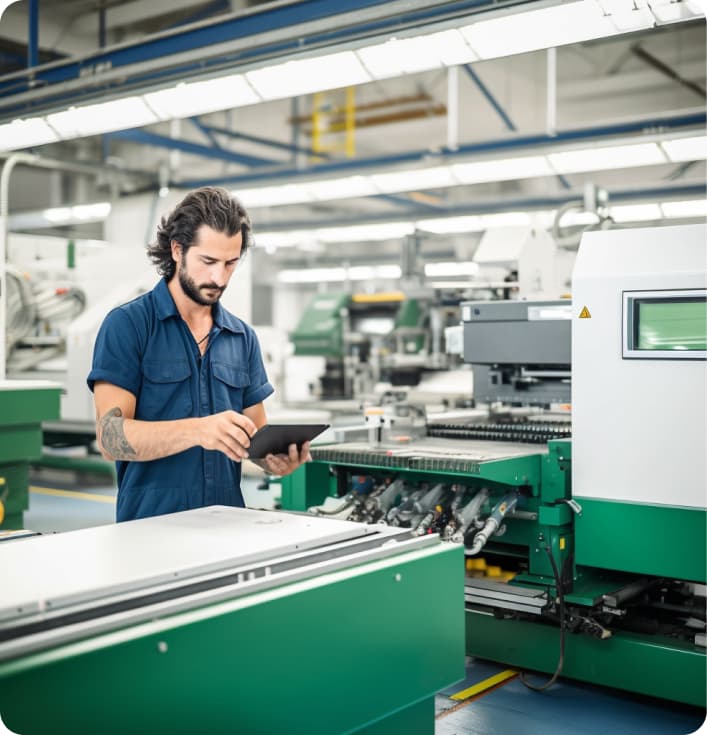 Mitarbeiter nutzt Montage-Software